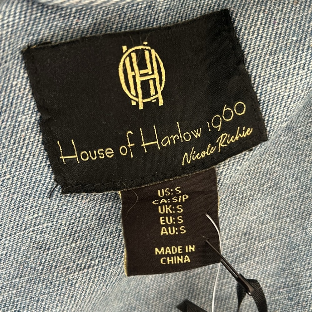 House of Harlow 1960 Denim Crystal Button Down Shirt/ Jacket - Picture 6 of 9